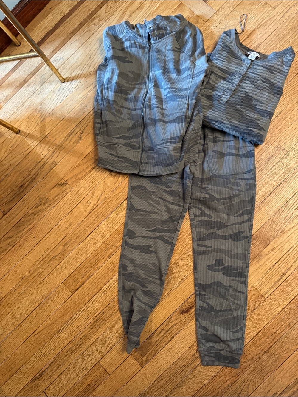 Camouflage Lounge Set - Zip Hoodie, Long Sleeve Top & Joggers
